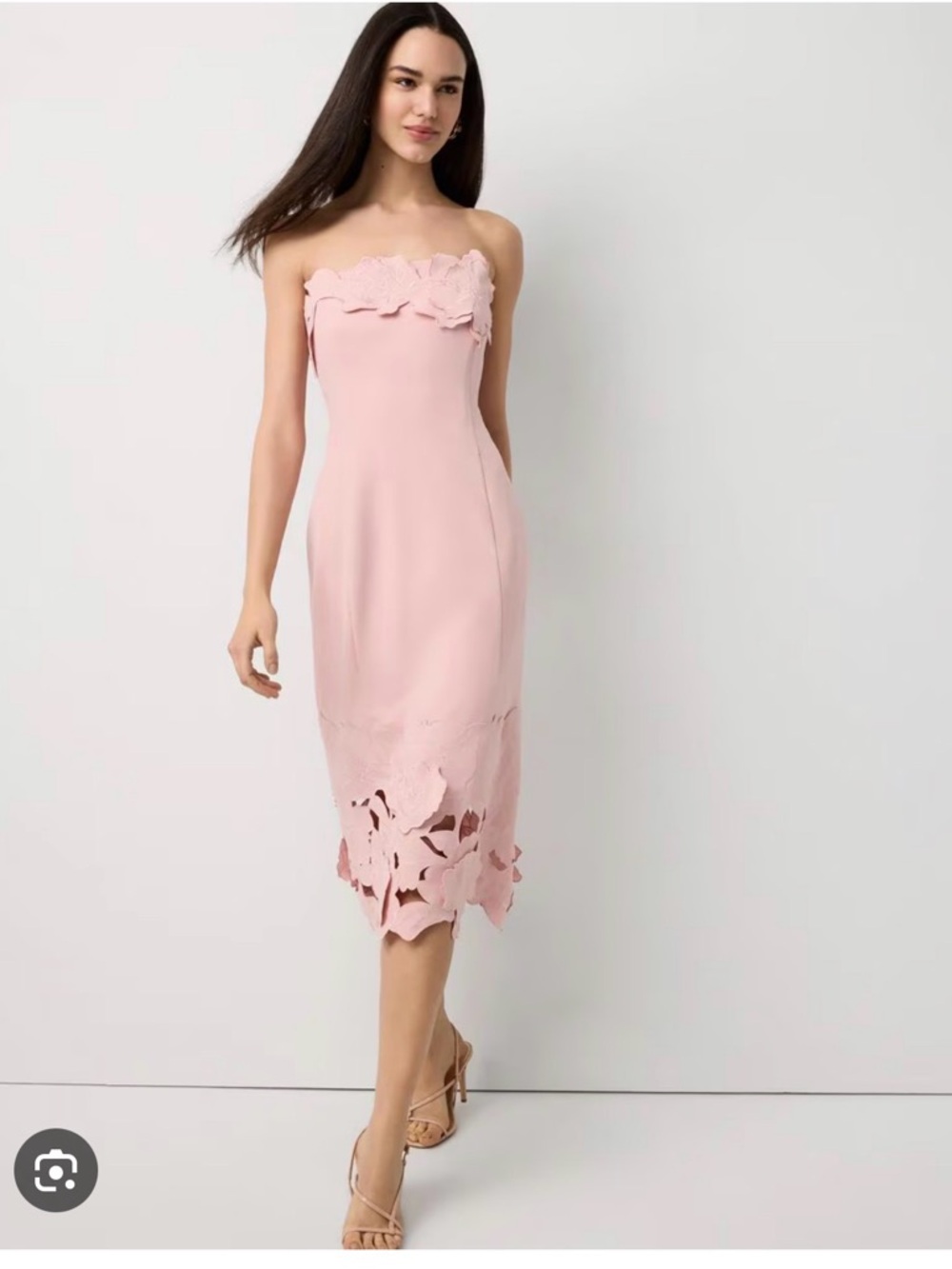 White House Black Market Cutwork Strapless Sheath Dress
